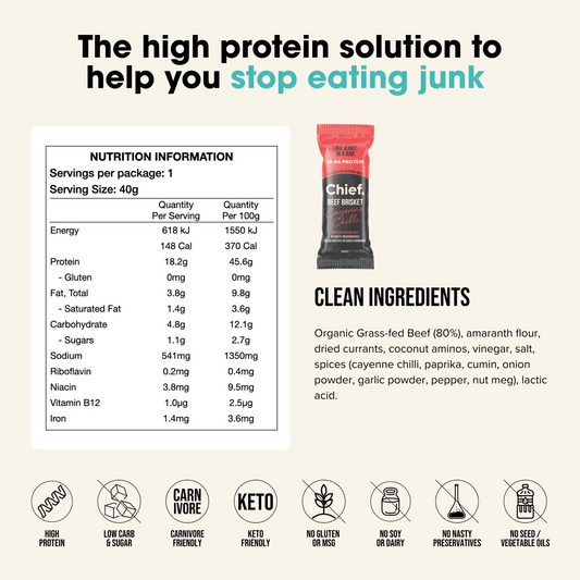 Organic Beef Bars - Cayenne Chilli 40 gram