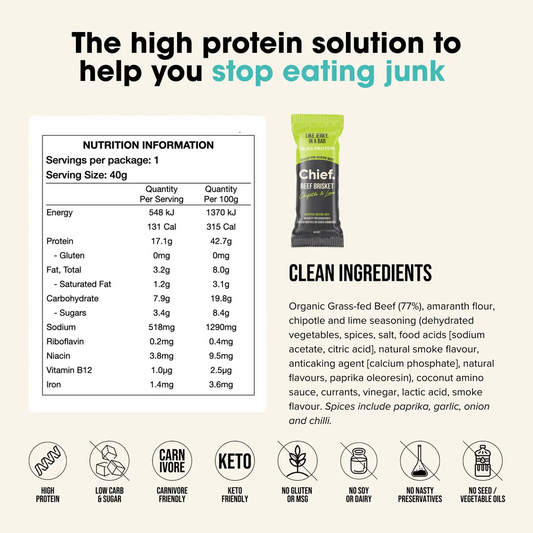 Organic Beef Bars - Chipotle & Lime 40 gram