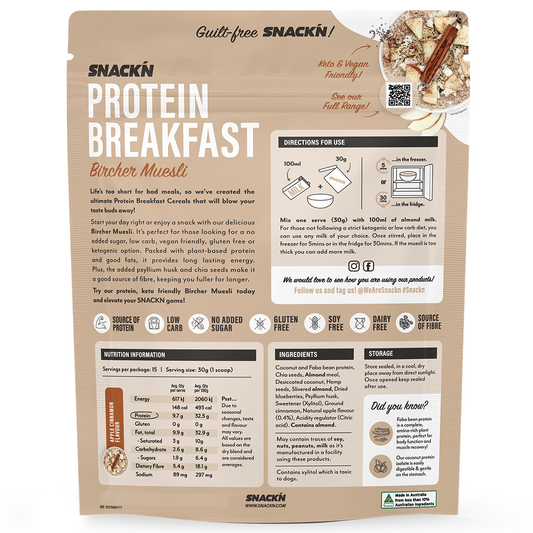 Snackn' Protein Breakfast Bircher Muesli Apple Cinammon Flavour - 450g