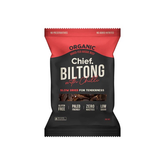 ORGANIC GRASS-FED BILTONG BEEF & CHILLI 30G