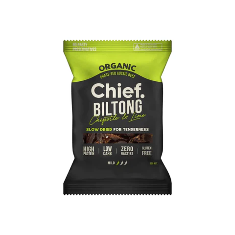 ORGANIC GRASS-FED BILTONG CHIPOTLE & LIME 30G