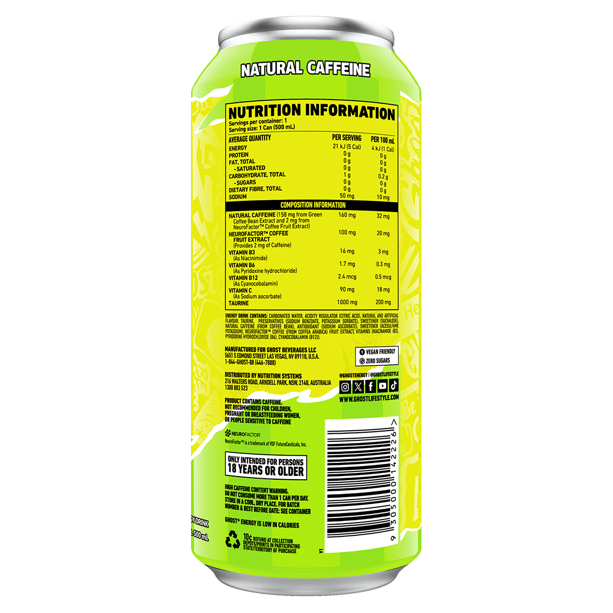 Ghost Original Lemon Lime RTD 500ml