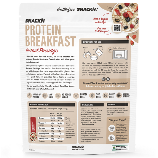 Snackn' Protein Instant Porridge Mixed Berry Flavour - 450g