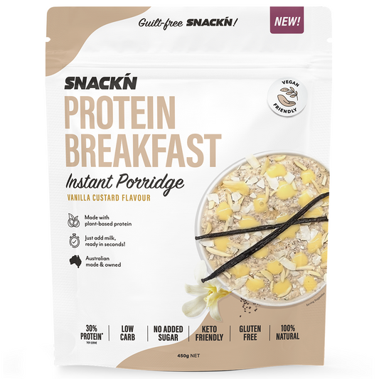 Snackn' Protein Instant Porridge Vanilla Custard Flavour - 450g