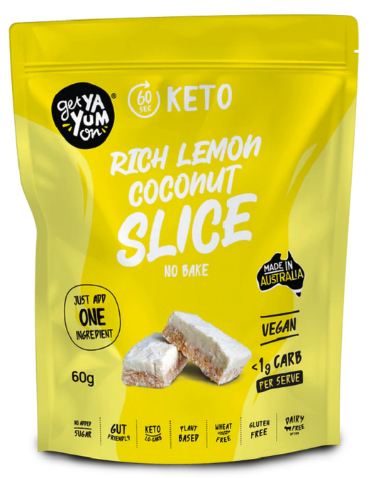 Get Ya Yum On Rich Lemon Coconut Slice 60g - NO BAKE