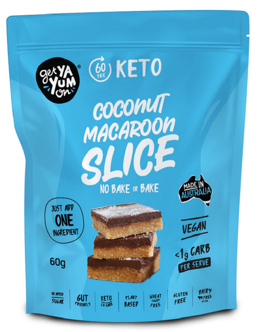 Get Ya Yum On Coconut Macaroon Slice 60g - NO BAKE OR BAKE