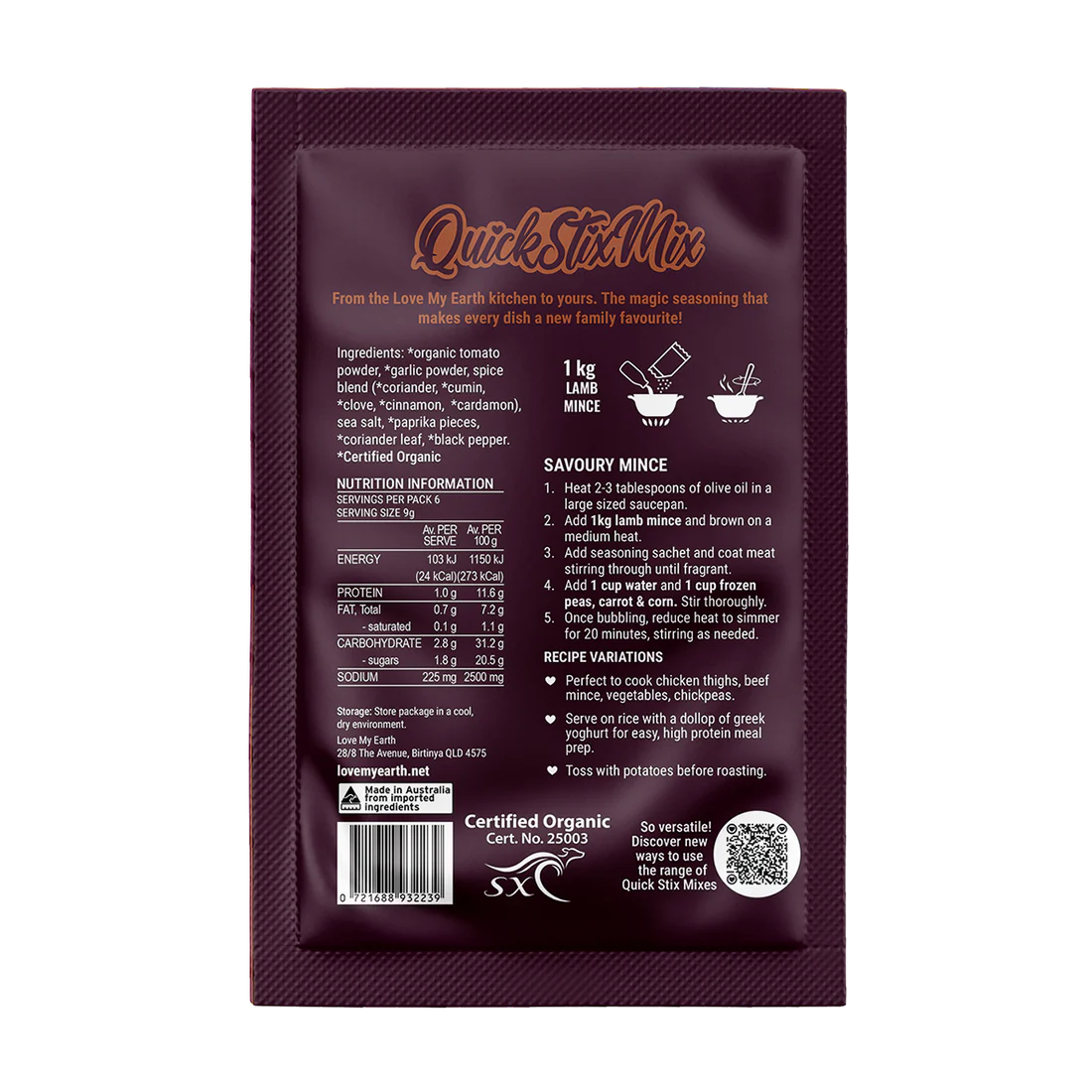 QuickStixMix Savoury Mince Recipe Base 55 gram