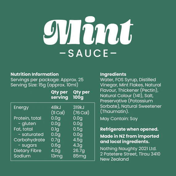 Nothing Naughty Low Carb Sauce Mint 250ml
