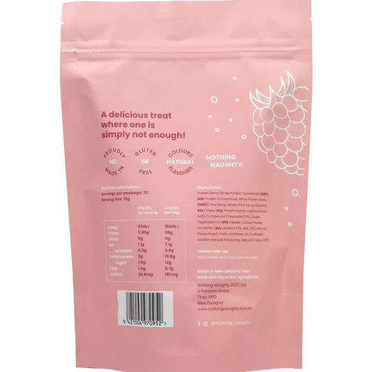 Nothing Naughty Premium Whey Protein Bites Raspberry White Chocolate 300gm