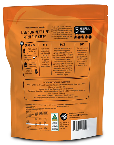 Get Ya Yum On Pizza Base - Herb & Garlic 60g