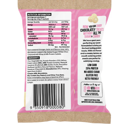 Vitawerx White Chocolate Coated Macadamias Nuts