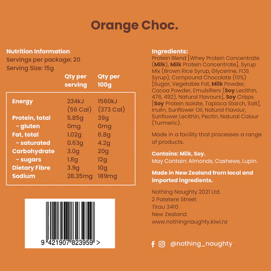 Nothing Naughty Premium Whey Protein Bites Orange Choco 300gm