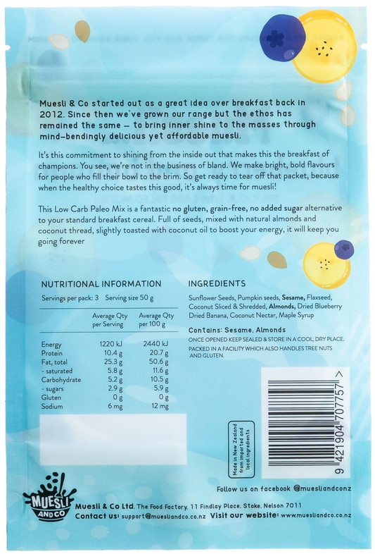 Muesli & C0. Blueberry and Banana Low Carb Paleo Muesli 350g