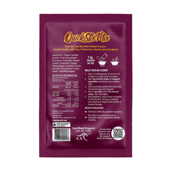 QuickStixMix Mild Indian Curry Recipe Base 45 gram