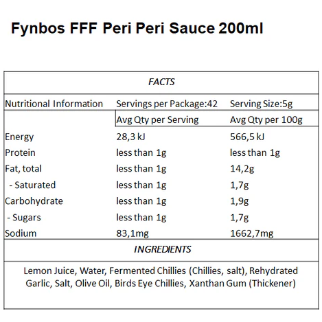 FFF - PERI PERI SAUCE 200ML