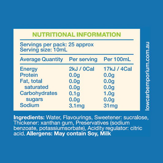 Low Carb Emporium White Chocolate Flavoured Zero Sugar Syrup - 250mL