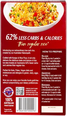 ZERO NOODLES Low Carb Rice 160 gram packet
