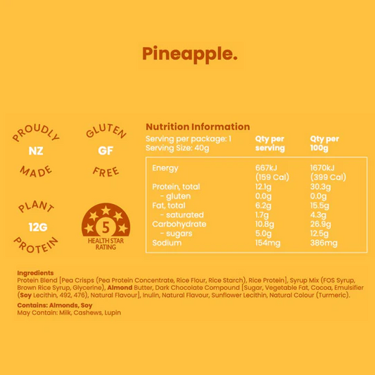Box of 12 Nothing Naughty Pineapple Plant Protein Bars