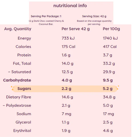 Noshu Dark Choco Cherry & Coconut Bar 42g
