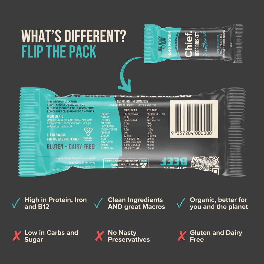 Organic Beef Bars - Traditional 40 gram