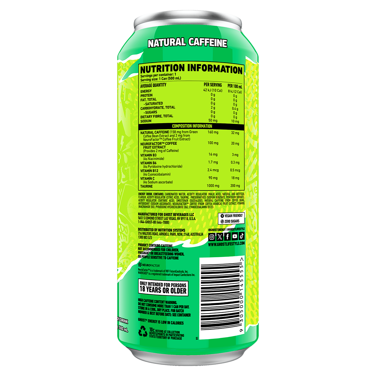 Ghost WarHeads Sour Green Apple RTD 500ml