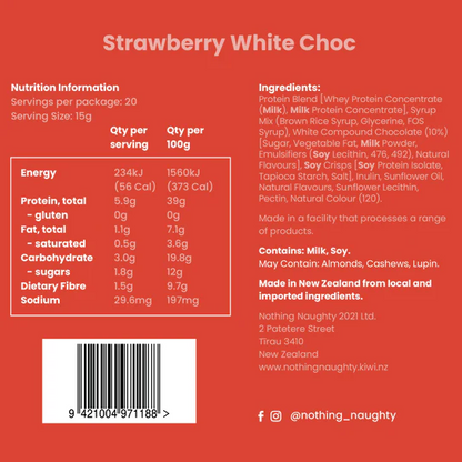 Nothing Naughty Premium Whey Protein Bites Strawberry White Choco 300gm