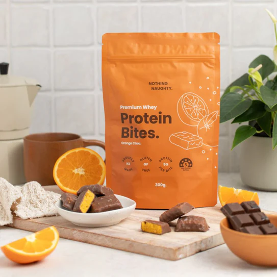 Nothing Naughty Premium Whey Protein Bites Orange Choco 300gm