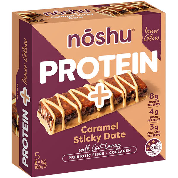 Noshu Protein + Caramel Sticky Date Bars, Box of 5 Bars