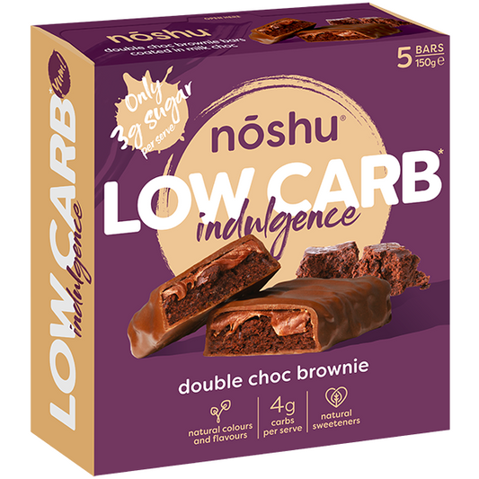 Noshu Indulgence Low Carb Double Chocolate Brownie Bars , Box of 5 Bars