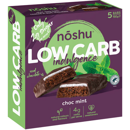 Noshu Indulgence Low Carb Choc Mint Bars , Box of 5 Bars