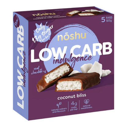 Noshu Indulgence Low Carb Coconut Bliss Bars , Box of 5 Bars