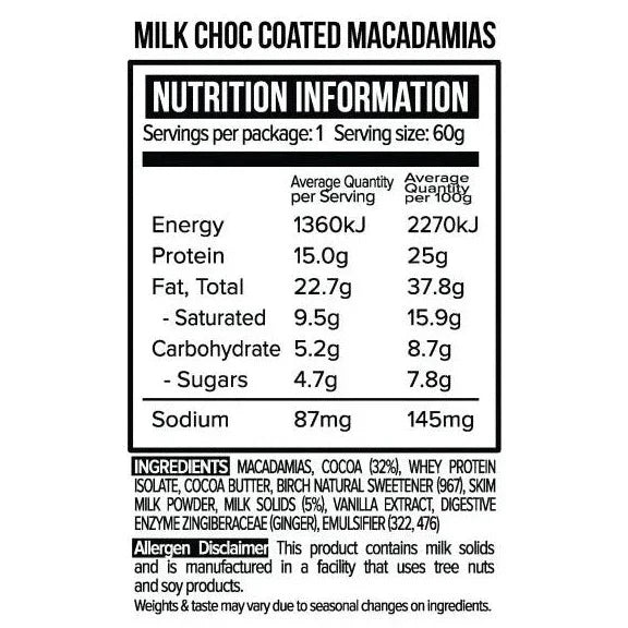 Vitawerx Milk Choc Coated Macadamia Nuts
