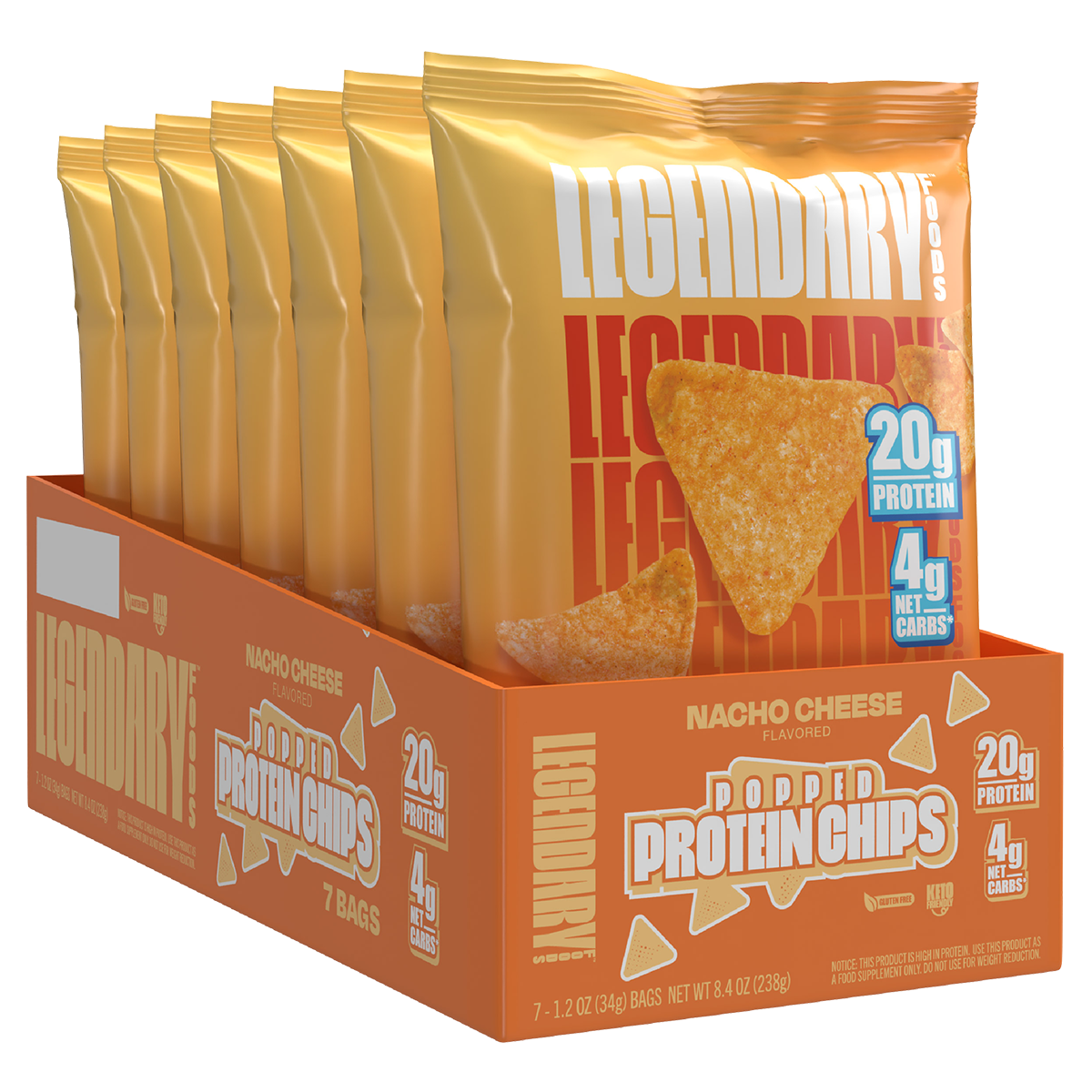 Legendary Protein Chips Nacho Cheese Box of 7