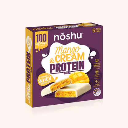 Noshu Protein Mango & Cream Bars , Box of 5 Bars