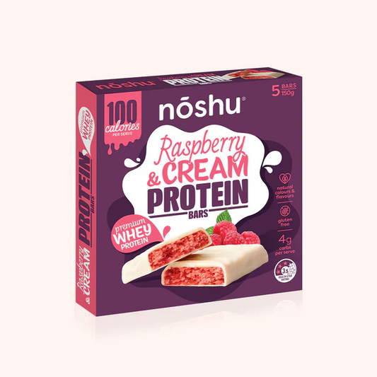 Noshu Protein Raspberry & Cream Bars , Box of 5 Bars