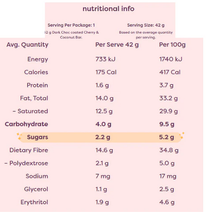 Noshu Dark Choco Cherry & Coconut Bar 42g